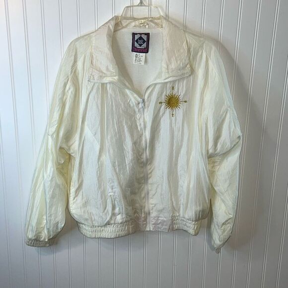 Vintage 90s Basic Rituals Celestial Windbreaker Women’s Size Medium White Gold - Picture 1 of 12